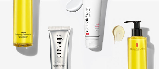 Elizabeth Arden Cleansers banner image featuring cleansing skincare products