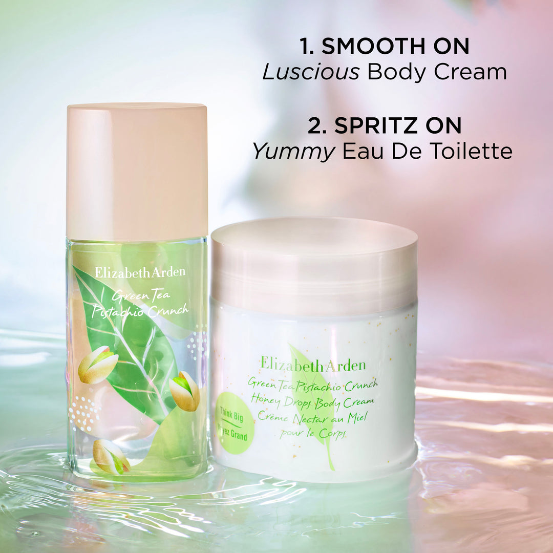 Elizabeth Arden UK Green Tea Pistachio Crunch Honey Drops Body Cream - how to use with Green Tea Pistachio Crunch Eau de Toilette Fragrance