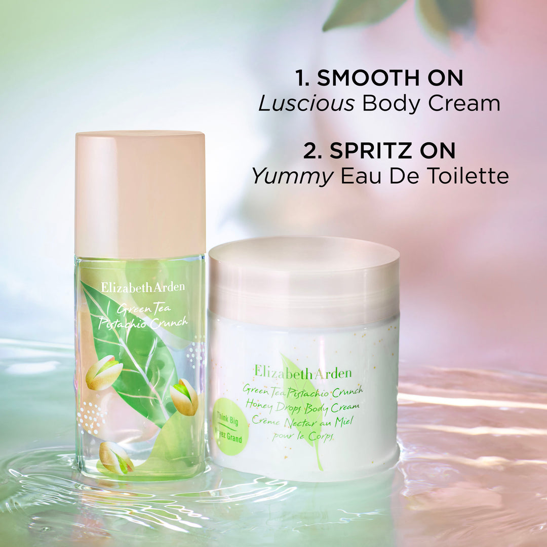 Elizabeth Arden UK Green Tea Pistachio Crunch Eau de Toilette Fragrance - how to use with Green Tea Pistachio Crunch Honey Drops Body Cream