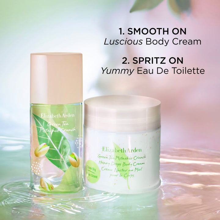 Elizabeth Arden UK Green Tea Pistachio Crunch Eau de Toilette Fragrance - how to use with Green Tea Pistachio Crunch Honey Drops Body Cream