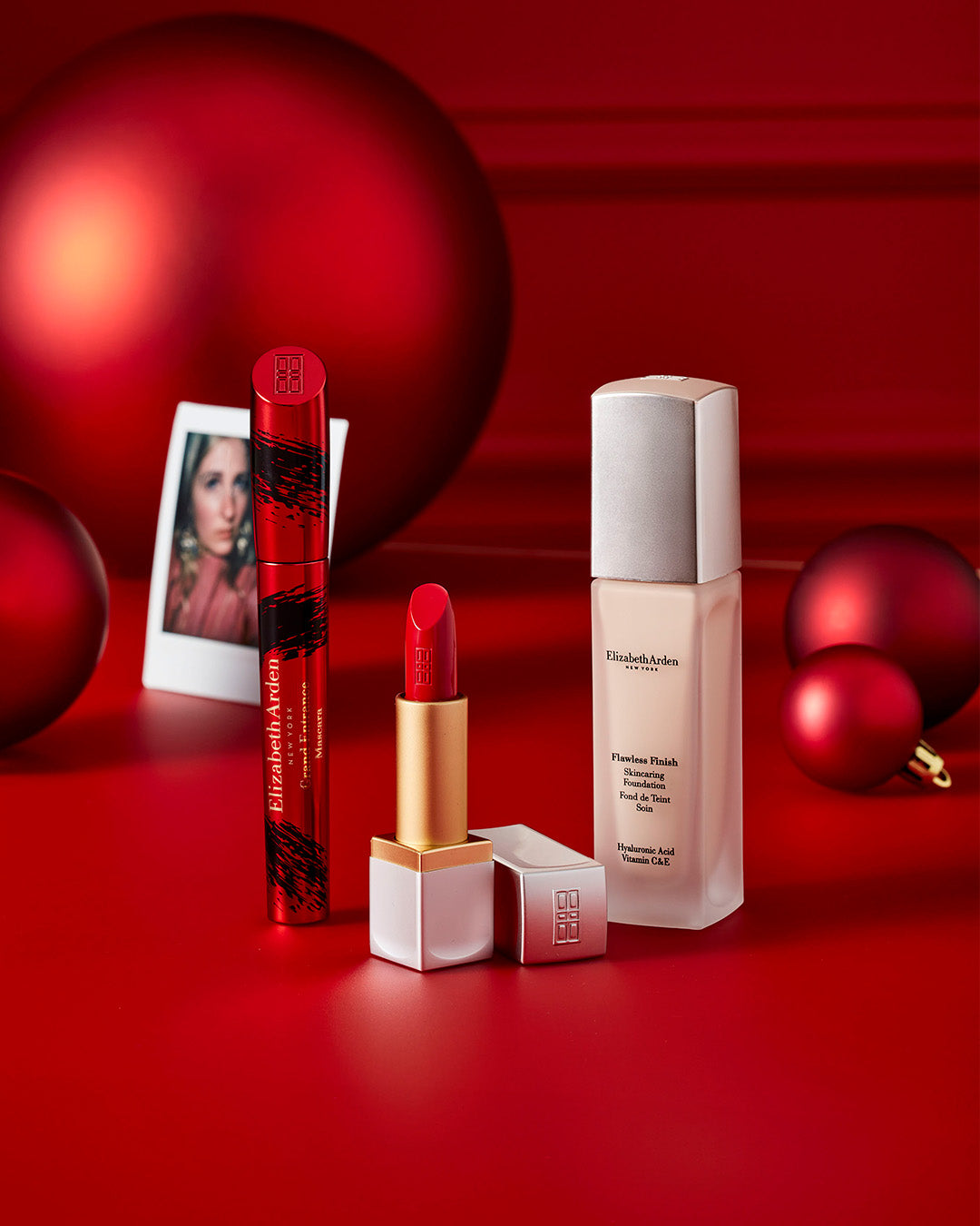 Elizabeth Arden UK Holiday & Christmas Gift Buying Guide 2024, Makeup Gifts banner featuring mascara, lipstick & foundation products