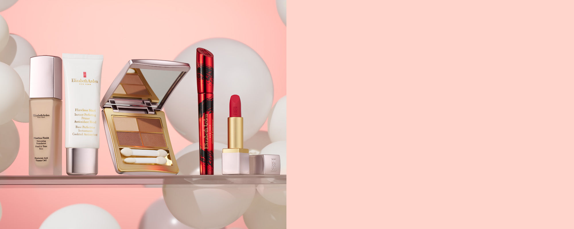 makeup on pink background